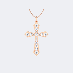 Collier pendentif croix serti de pierres rondes 2.30CTW - Product Image 3