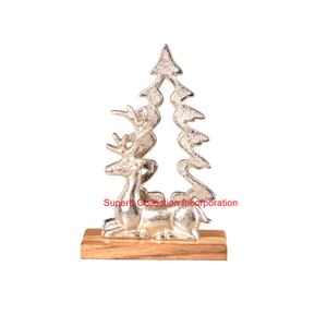 Luxueux arbre de Noël noir Design Sculpture Style moderne bas prix métal sculpté avec base en bois décor de table attrayant - Product Image 6