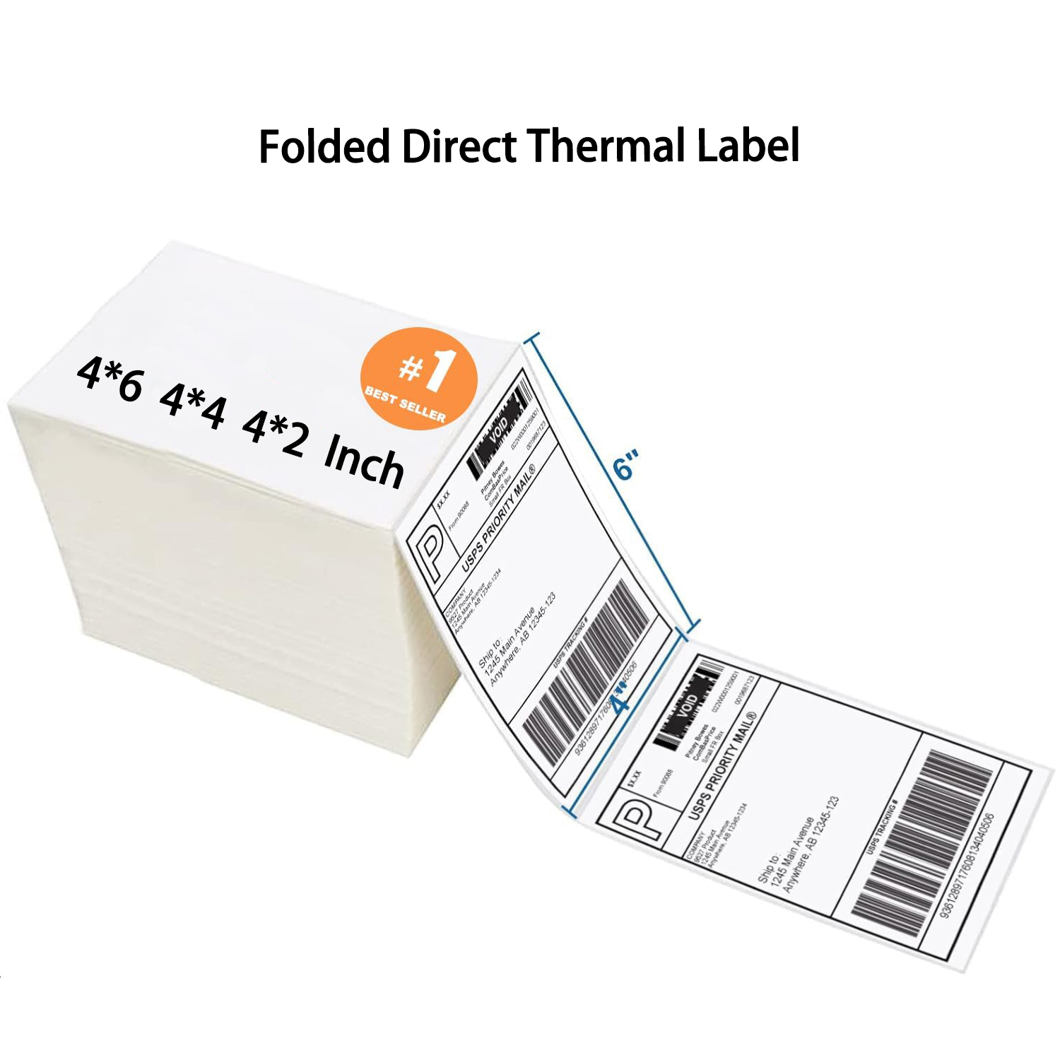 Samples Available Customize Size and Logo Thermal Label for Logistic Shipping Express Packaging 4*6 4*4 4*2 Inch 500pcs/Roll