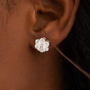 Moissanite Daisy Earrings <b>Women</b> Iced out Hip Hop 925 <b>Sterling</b> <b>Silver</b> Daisy Earrings Cluster Diamond Earrings For Gift - Product Image 1