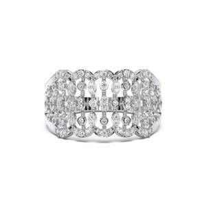 0.30 carats E-F/VVS-VS Moissanite diamant taille ronde motifs géométriques modernes bague en argent pour elle - Product Image 1