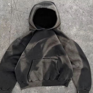 Personnalisé Rétro Gris Surdimensionné Hommes 100% Coton Poids Lourd Hommes Soleil Délavé 400Gsm Blanc Lavage À L'acide Vintage Pull À Capuche - Product Image 3