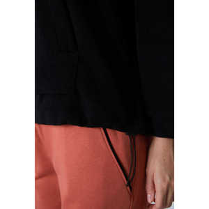 Sweat-shirt à capuche oversize noir en polaire pour femme TommyLife, manches longues, pull confortable 100 % polyester pour un look décontracté - Product Image 5