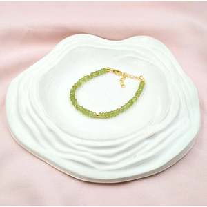 18K Gold Filled & 925 Sterling Silver Peridot Beaded Bracelet <b>Charm</b> <b>Bangles</b> with Pearl As Main Stone - Product Image 5