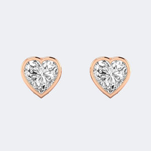 Boucles d'oreilles clous en or 14 carats avec diamant en forme de cœur de 1,00 carat, couleur D, cultivé en laboratoire, minimalistes, solitaires, pour femme - Product Image 3