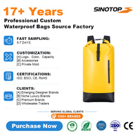 Sac à dos étanche SINOTOP 15L 500D PVC pour la plage, le camping, la randonnée en plein air, sac sec tendance, accessoire durable, logo personnalisé