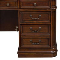 Bureau extensible moderne en bois de mahogany massif - Écologique et durable, finition brun foncé pour bureau à domicile et villa