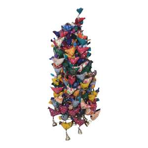 Clochette pour oiseaux en coton recyclé bleu indigo, ornée de perles, pour petits oiseaux, décoration bohème pour la maison, pour la prospérité de Diwali et les poules. - Product Image 1
