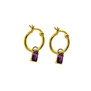 Wholesale 925 Sterling Silver <b>Dangle</b> <b>Earrings</b> Natural Amethyst Stone Vintage Gold Plating 10To14mm IGI Certified Fashionable - Product Image 3
