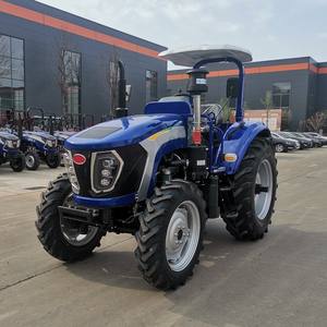 Tractor agrícola diésel de servicio pesado de 90HP con frenos de aire, dirección asistida, cabina cerrada para labranza, transporte de siembra - Product Image 1