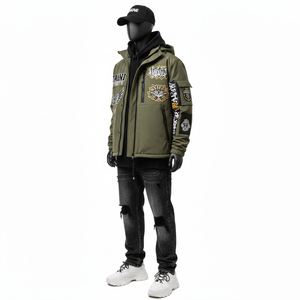 Chaqueta Softshell para Hombre, 320GSM, Calidad Premium, Resistente al Agua, Forro Polar de Poliéster, Verde Oliva, Logotipo Personalizado Bordado - Product Image 4