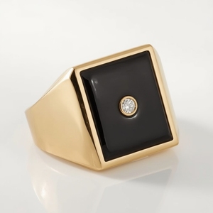 แหวนเคลือบสีดำสีเหลืองทอง18K ของผู้ชายพร้อมเพชรที่ปลูกในห้องปฏิบัติการเครื่องประดับที่ทันสมัย - Product Image 4