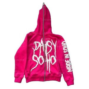 Nouveau sweat à capuche de haute qualité pour hommes en coton américain avec fermeture éclair style streetwear intégral avec visage brodé - Product Image 5