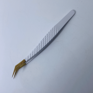 Pinzas blancas y doradas mate, venta al por mayor, pinzas para pestañas de calidad fina de acero inoxidable, pinzas para pestañas rectas y curvas de alta calidad - Product Image 3