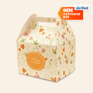 Cajas de transporte con mango tradicional de cartón personalizable completo OEM para panaderías y tiendas de postres con mango único - Product Image 2