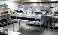 Cuisinière à gaz commerciale XY à deux brûleurs, cuisinière robuste en acier inoxydable à économie d'énergie