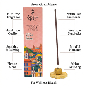 100% Natural Roses Thin <b>Incense</b> Chemical-Free Aromatic Wood Eco-Friendly & Organic Made in Peru - Product Image 4