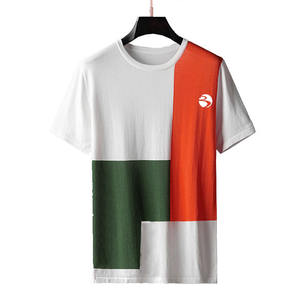 Nueva tendencia de moda suelta de verano, camiseta informal de manga cinco cuartos con costuras en contraste de Color, camiseta de manga corta para hombre - Product Image 5