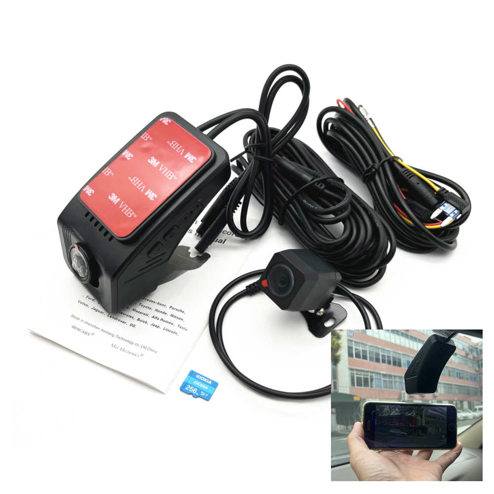 กล้องติดรถยนต์ DVR 4K+1080P พร้อมการ์ดหน่วยความจำสูงสุด 256GB