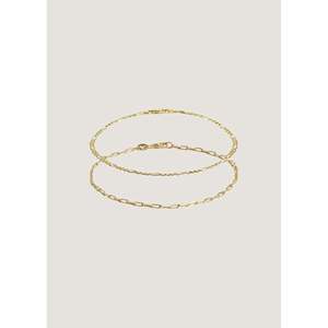 Pulsera Kyle Figaro de Oro 14K y Cadena de Eslabones Micro, Chapada en Oro Rodio con Diamantes y Perlas, Estilo Religioso - Product Image 1