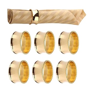 Vente en gros Anneaux de serviette de luxe Mariages Fêtes Dessus de table Accessoires de décoration Bois Rotin Perle Aluminium Disponible de luxe - Product Image 5