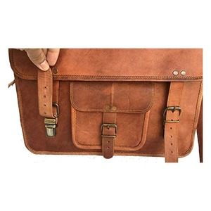 Sac de messager vintage en cuir véritable de 15 pouces pour ordinateur portable grande mallette cartable Logo personnalisé bonbons pour hommes femmes utilisation de voyage - Product Image 3