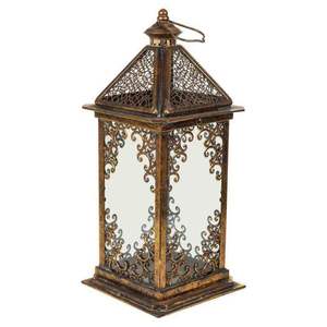 New Look Antique Brass <b>Lantern</b> with Intricate Detailing for <b>Vintage</b>-inspired Home Decor - Product Image 3