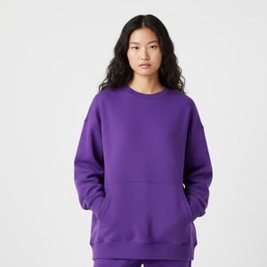 Sudadera Lisa para mujer, proveedor de fábrica OEM, venta al por mayor, jersey de manga larga de lana hecho a medida, ropa de calle de moda, Top informal - Product Image 1