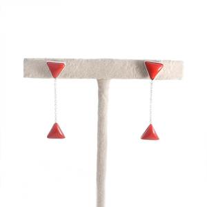 Pendiente de tuerca de Coral minimalista delicado, regalo de piedras preciosas de boda de Plata de Ley 925 para su joyería de oro rojo - Product Image 4