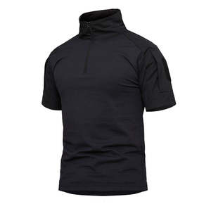 Chemise à manches courtes pour homme, demi-zip, col rond, tricotée en polyester/coton, respirante, vêtements de performance personnalisés - Product Image 5