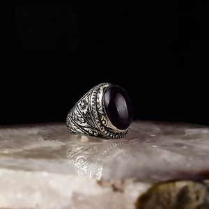 Anillo de Plata de Ley 925 puro hecho a mano en Turquía con modelo de cristal de moda de estilo vintage de lujo y piedra de amatista real - Product Image 2