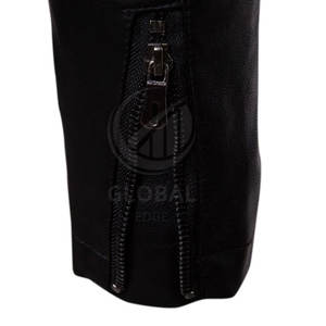 Veste en cuir chaude d'hiver décontractée pour hommes avec col montant, respirante, écologique, personnalisable avec logo sur le devant - Product Image 5