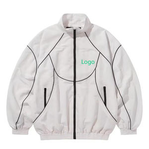 Veste imperméable de course à pied sportive personnalisée avec passepoil réfléchissant Vestes coupe-vent zippées en nylon froissé légère personnalisées pour hommes - Product Image 5