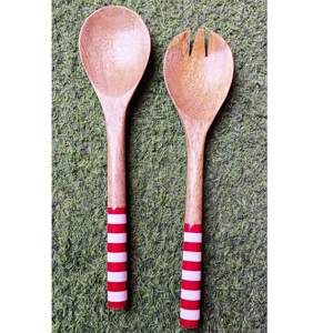 Handmade <b>Wooden</b> Salad Servers Set of 2 Resin KETCHENWAR Unique Kitchen Tools - Product Image 2
