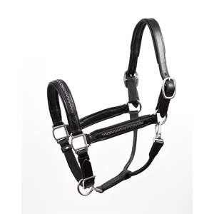 Muserolle de cheval de selle anglaise en cuir marron noir entièrement réglable avec accessoire de boucles de réglage de goélette confortable - Product Image 2
