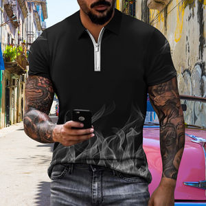 Venta al por mayor personalizado 100% poliéster hombres para Polo estilo de moda llama patrón cruzado transpirable tejido de punto precio - Product Image 4