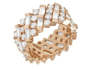 Anillo de moissanita de plata 925 chapado en oro para hombre, anillo de compromiso de diamante redondo y Baguette personalizado - Product Image 6