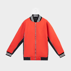 Chaqueta universitaria OEM de alta calidad a prueba de viento para mujer, ropa de calle hecha a medida, tela de lana con cremallera teñida, logotipo de punto para invierno - Product Image 1