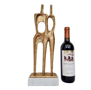 Escultura Combinada de Pareja, Escultura Moderna, Figura Contemporánea, Escultura con Hojas de Oro, Adorno de Mesa - Product Image 2