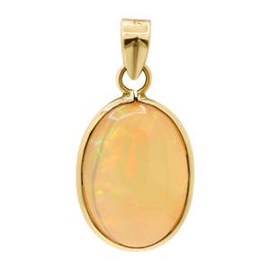 Pendentif en pierre précieuse opale éthiopienne naturelle de forme ovale pendentif en pierre précieuse cabochon or jaune 18 carats bijoux classiques - Product Image 1