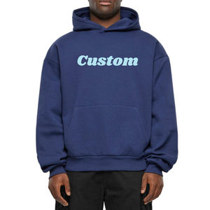 Sweat-shirts à capuche surdimensionnés en coton 100% de haute qualité, luxe OEM, impression de logo personnalisée, coupe classique, col à capuche uni - Product Image 2