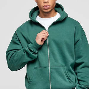 Sweat-shirts à capuche en polaire pour hommes, automne-hiver, fermeture éclair, couleur tendance, manches longues, poids lourd, sweat-shirts unis - Product Image 4