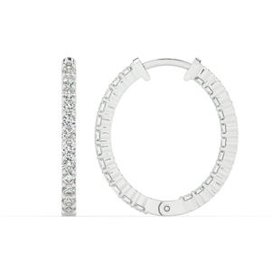 Boucles d'oreilles créoles de luxe en argent 925 avec perles d'eau douce et zircons taille brillant, sertissage griffe, plaqué rhodium, unisexe, pour mariage et usage quotidien - Product Image 1