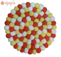 Tapis en feutre fait main de style classique, écologique, boules de feutre, laine, 20 cm, décoration d'intérieur, coussin, tapis de sol, fait main au Népal