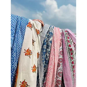 Pareo de algodón estampado a mano para verano, conjunto de 5 piezas para cubrir el traje de baño, con teñido vegetal y tela transpirable - Product Image 3