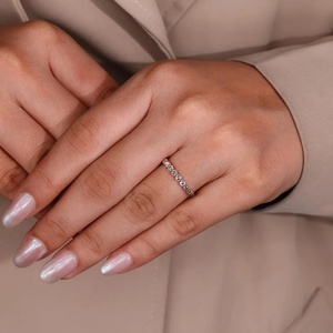 Bague de fiançailles empilable en argent 925 avec diamant taille rose vintage, forme ronde, sertie de milgrain, or rose - Product Image 6