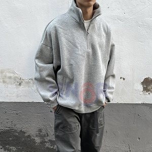 Sudaderas con capucha informales de alta calidad, sudadera de lana con logotipo personalizado para hombre, Jersey térmico de gran tamaño con cuello alto y media cremallera cuarto 1/4, OEM - Product Image 3