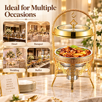 Chauffe-plat suspendu de luxe en acier inoxydable doré 9L pour buffet, idéal pour hôtels, restaurants et banquets de mariage