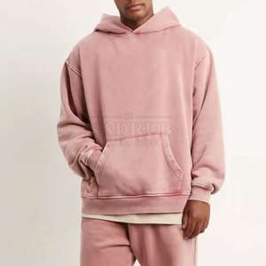 Vente en gros de service OEM de sweats à capuche à effet vintage de base de la meilleure conception sweats à capuche légers à effet vintage de couleur unie - Product Image 3