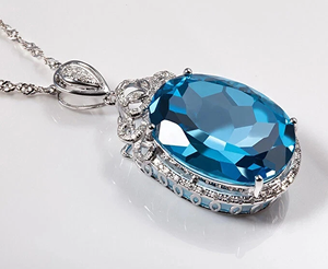 Wholesale GRA Certified Blue Moissanite Pendant Necklace 925 Sterling <b>Silver</b> Oval Carved Halo Fine Jewelry Custom - Product Image 3